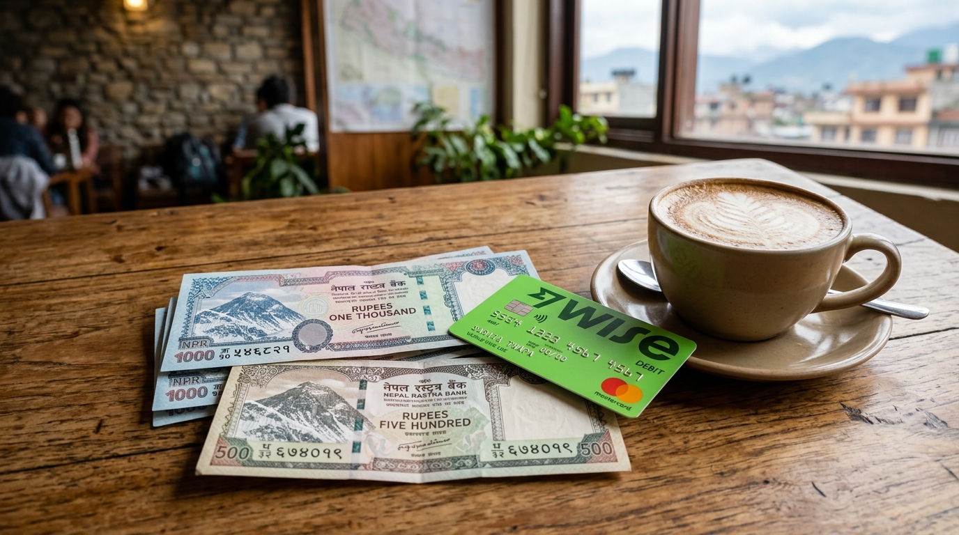 Nepali Rupee Banknotes and Foreign Cards