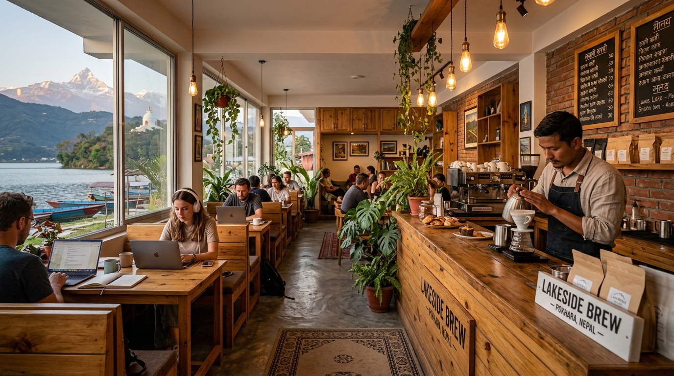 Modern Lakeside Pokhara Cafe Interior